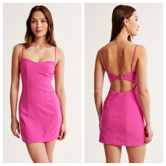 Abercrombie & Fitch Corset Clasp-Back Cut Out Mini Dress Hot Pink- Still Selling - Picture 1 of 15
